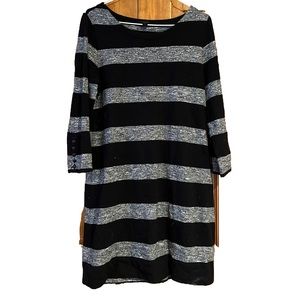 J. Crew Black and Gray Striped Dress